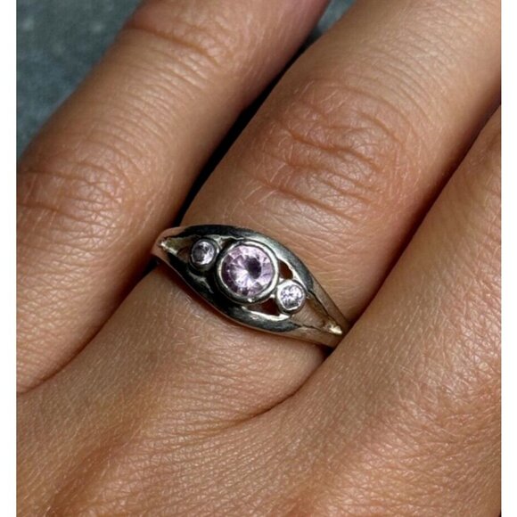 925 STERLING SILVER MORGANITE RING SIZE 6 - Picture 3 of 8